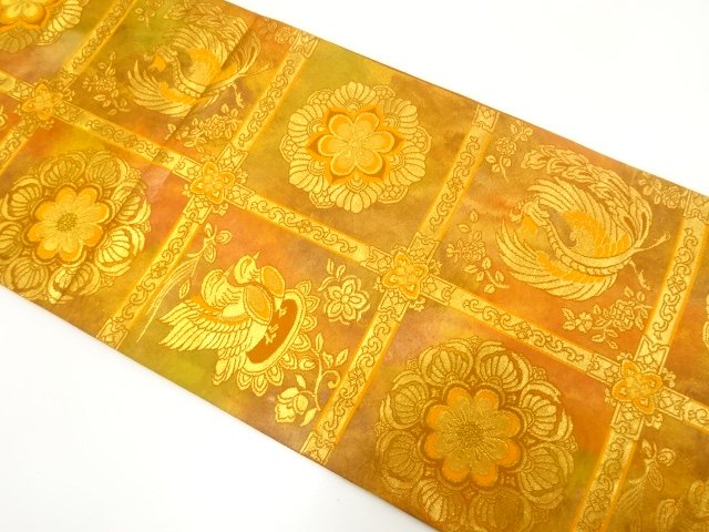 JAPANESE KIMONO / FUKURO OBI / WOVEN FLOWER & BIRD